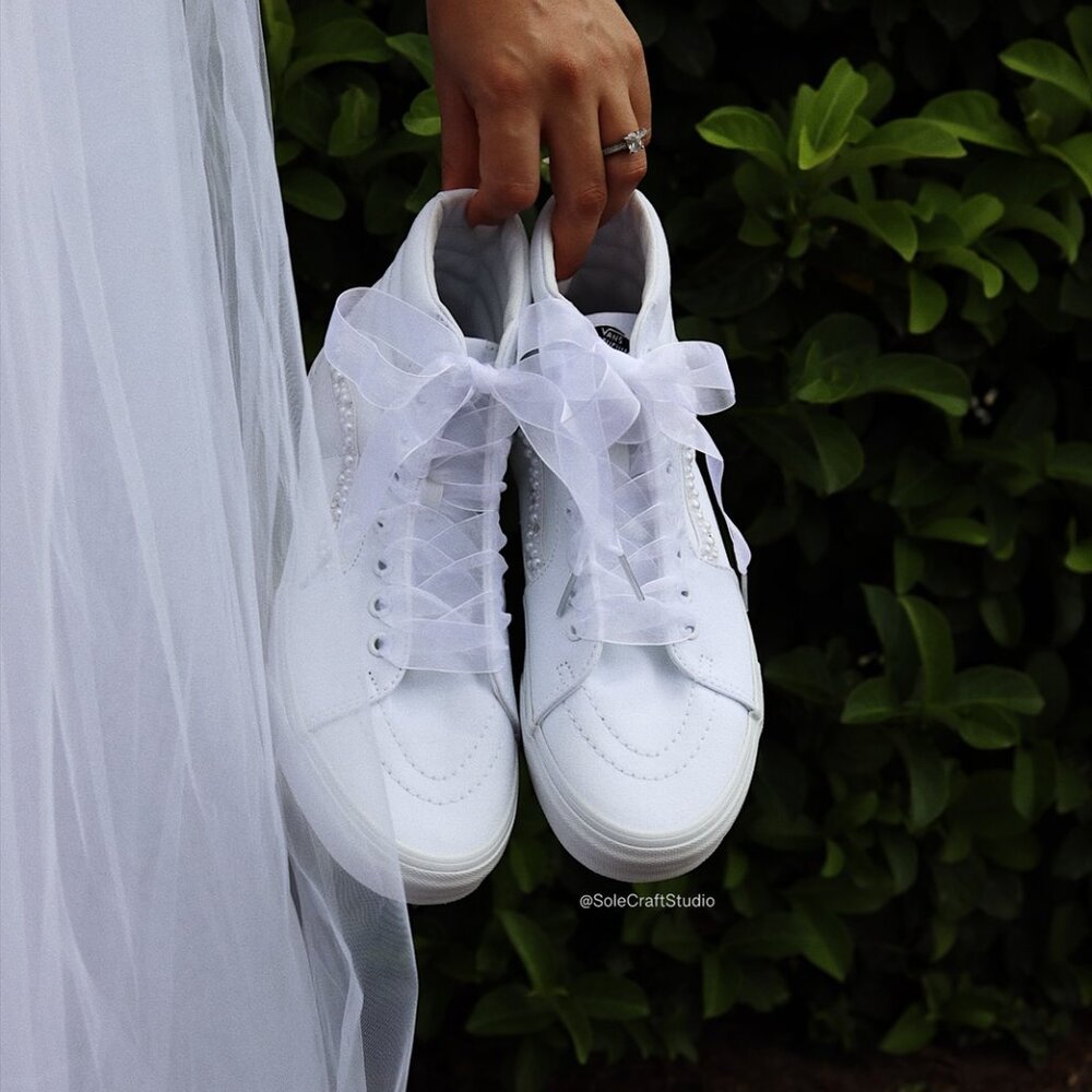 Wedding Sneakers for the Bride - Personalized Bridal Shoes - Vans Sk8-Hi Canvas - Picture 7 of 13